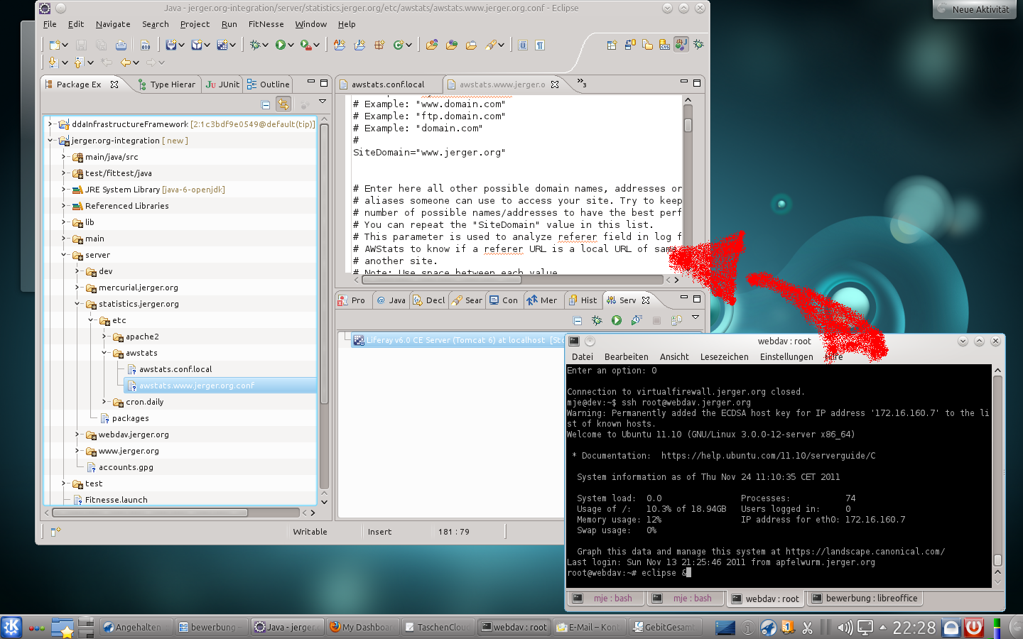 Screenshot of the desktop holding some config.
